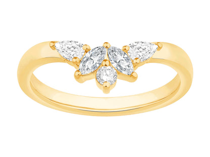 14K Yellow Gold Lab Diamond Mixed Facny Shape Contour Wedding Band Containing 0.37Ctw