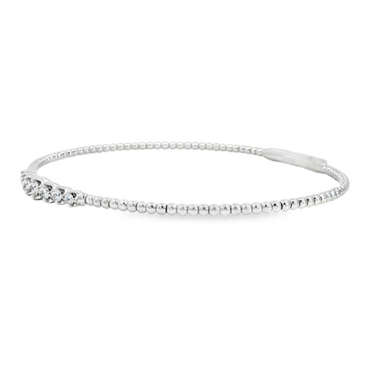 14Kwg Diamond Soft Bangle  Bracelet Containng 7Rd = 0.20Ct 4Mm