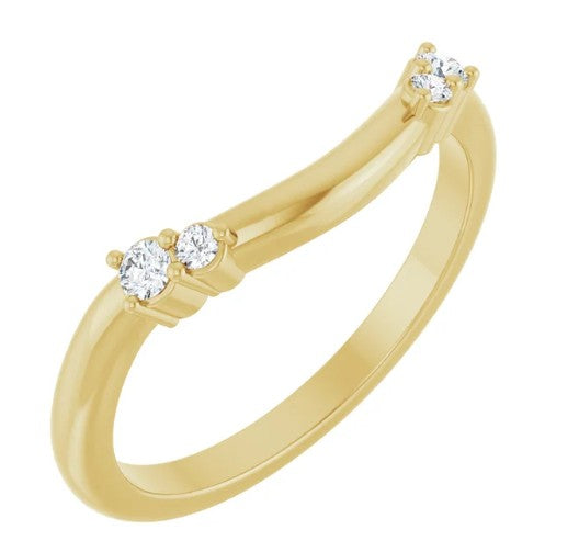 14K Yellow Gold Contour  Lab Grown Diamond 2Mm Band Containing 4 Diamonds 0.08Ct