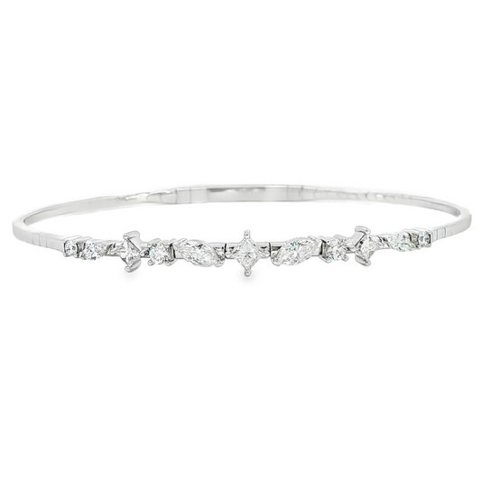 14Kwg Diamond Flex  Station Bracelet Containng Fancy Shapes 11Rd = 0.80Ct