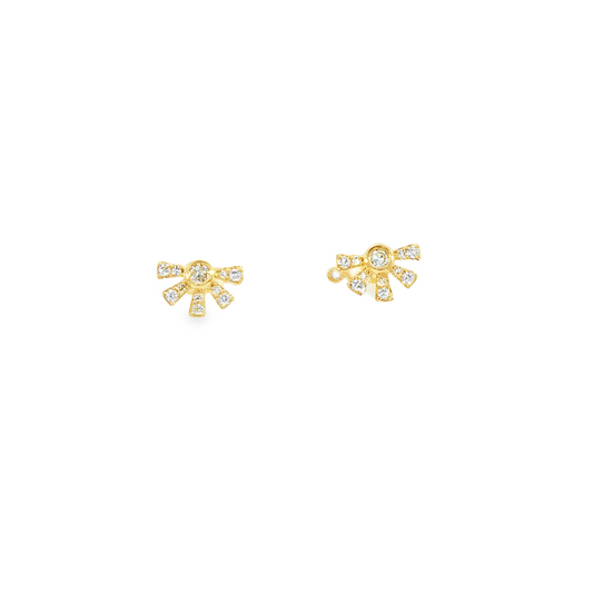 14K Yellow Gold Single Cut Diamond Fashion Stud Earrings 0.14Ctw