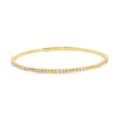 14K Yellow Gold 11 Section  Diamond Soft Flex Bracelet 0.85Ctw