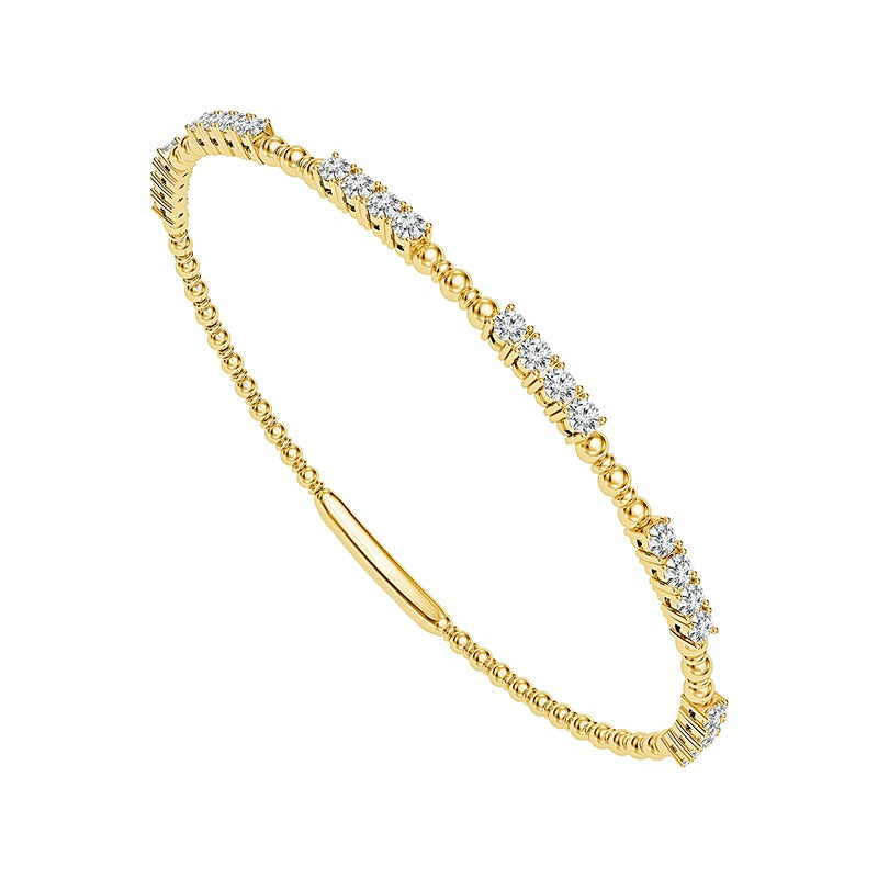 14K Yellow Gold 6 Station Diamond Flex Bracelet 0.87Ctw