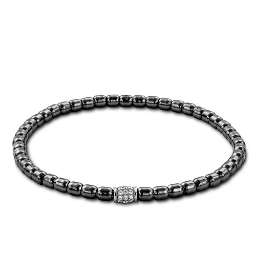 18k gun metal bead stretch bracelet with 27 diamonds totaling 0.16ct