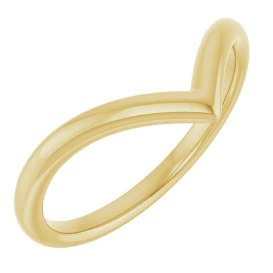 14K Yellow Gold Small "V" Contour Wedding Band