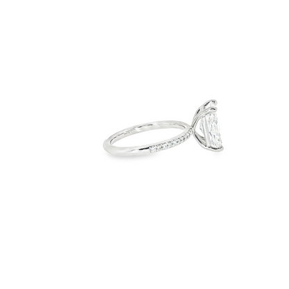 14K White Gold Radiant Cut Lab Diamond Prong Set Engagment Ring 2.55ct