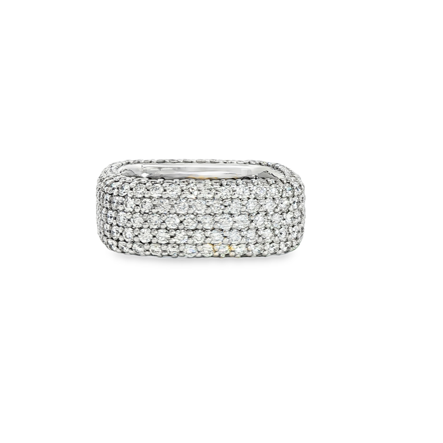 18K White Gold Diamond Square Fashion Ring 4.90Ctw