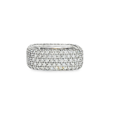 18K White Gold Diamond Square Fashion Ring 4.90Ctw