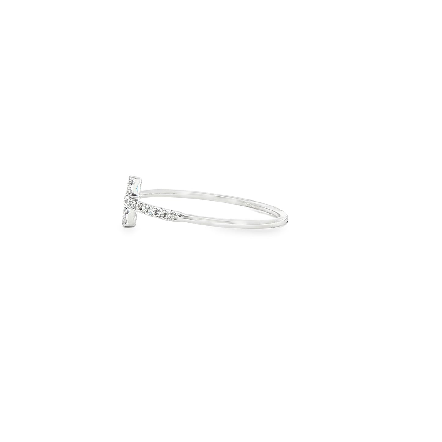 14K White Gold Diamond Cross Ring 0.07Cttw