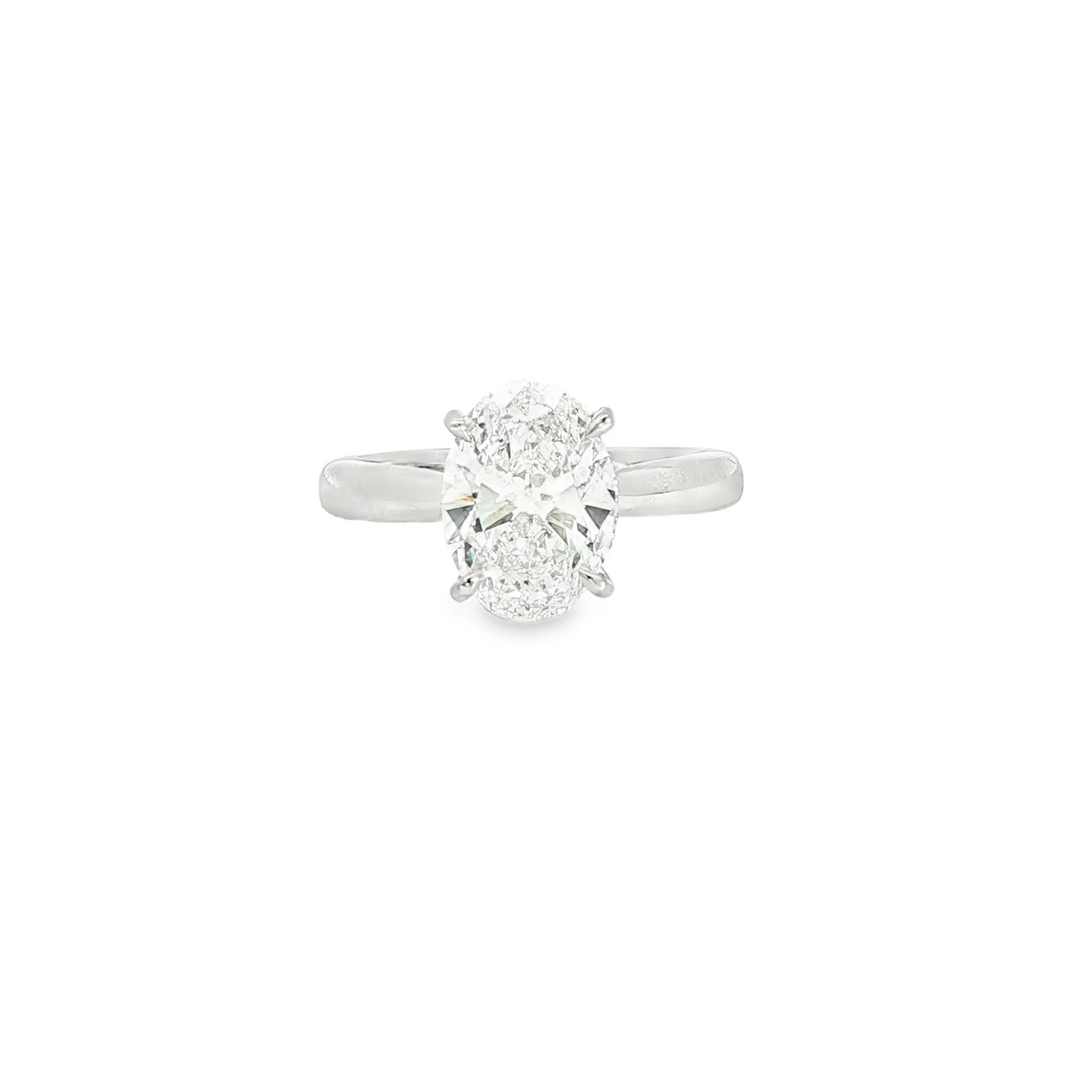 14K White Gold Lab Grown Oval Engagement Ring With Diamond Underhalo