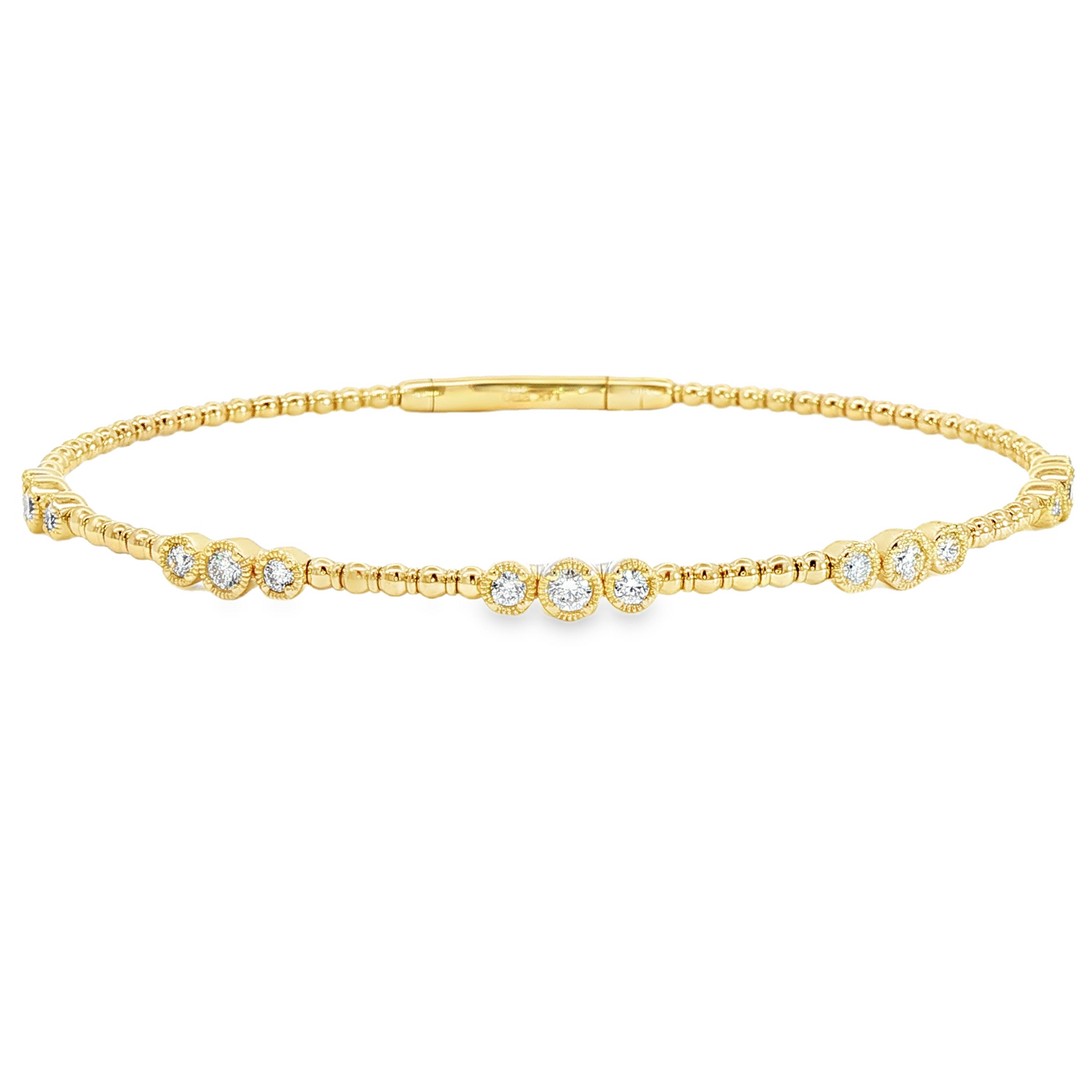 14Kyg Diamond Flex  Station Bracelet Containng 5 Bezel Round Sections  15Rd = 0.50Ct
