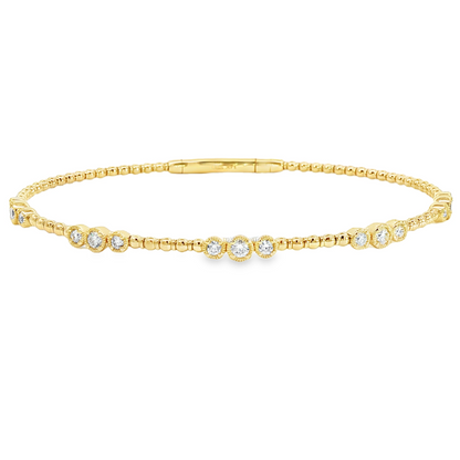 14Kyg Diamond Flex  Station Bracelet Containng 5 Bezel Round Sections  15Rd = 0.50Ct