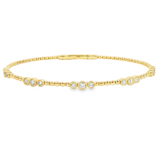 14Kyg Diamond Flex  Station Bracelet Containng 5 Bezel Round Sections  15Rd = 0.50Ct