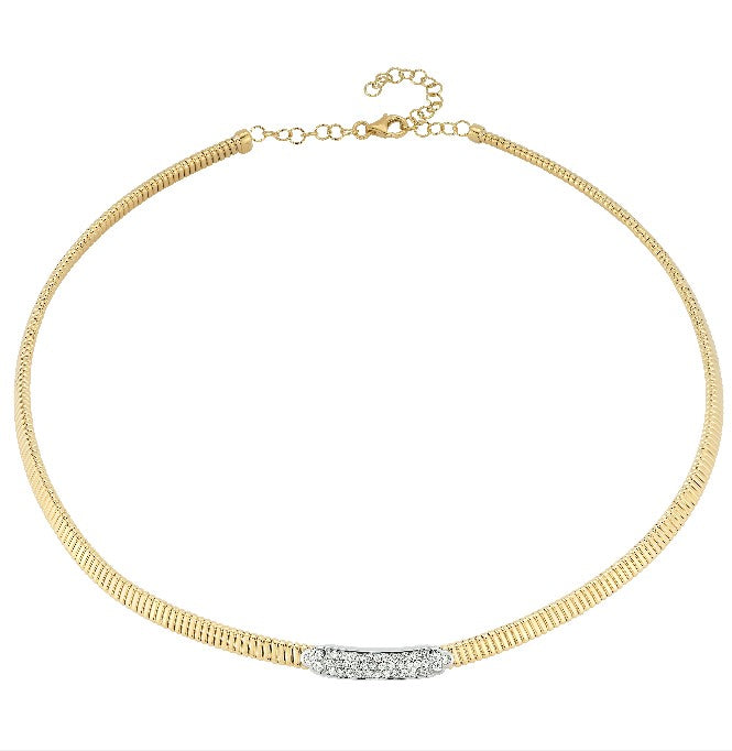 18k Yellow gold flex collar diamond necklace
