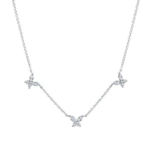 14 white gold diamond buttefly necklace 0.41ct