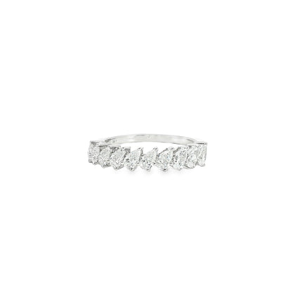 18K White Gold Pear Cut Diamond 1/2 way Band
