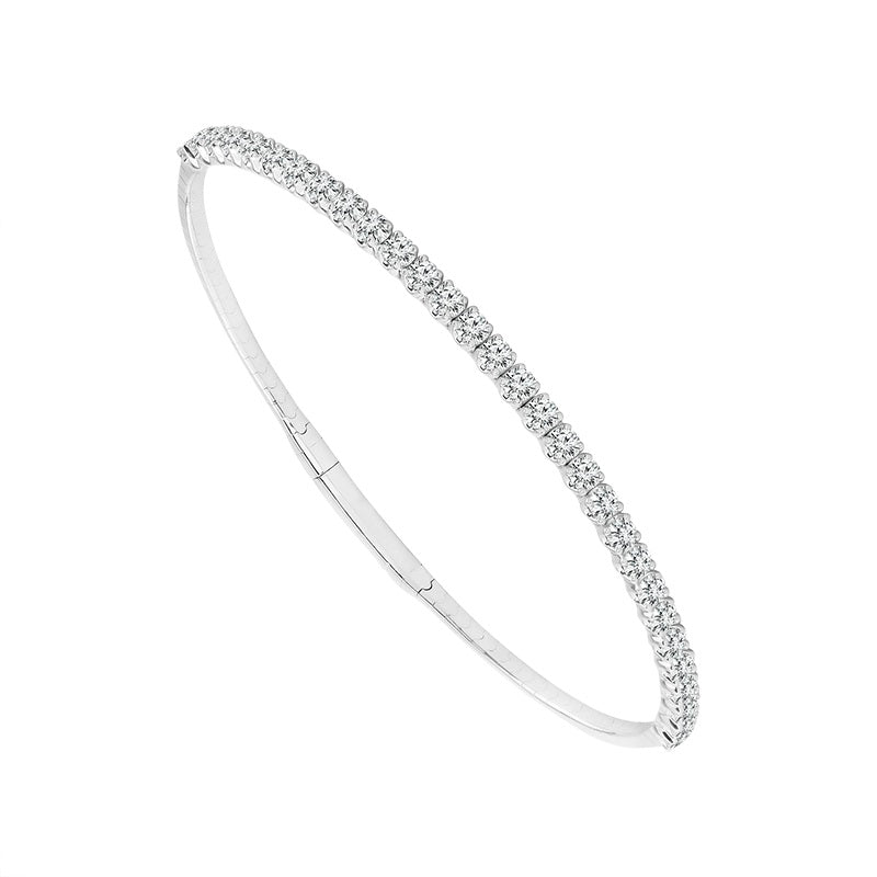 14K White Gold 1/2 Way Diamond Flex Bracelet 1.75Ctw