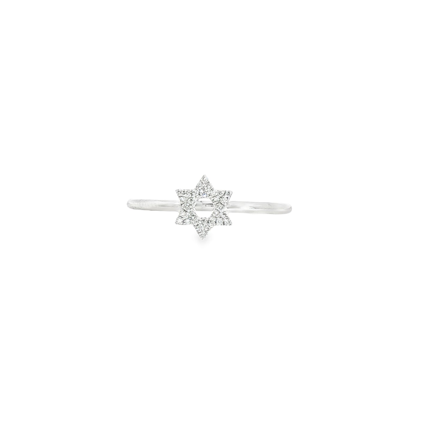 14K White Gold Diamond Star Of David Ring 0.05Cttw