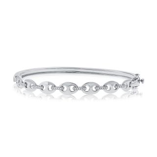 14k white gold link bangle with diamonds 0.14ct