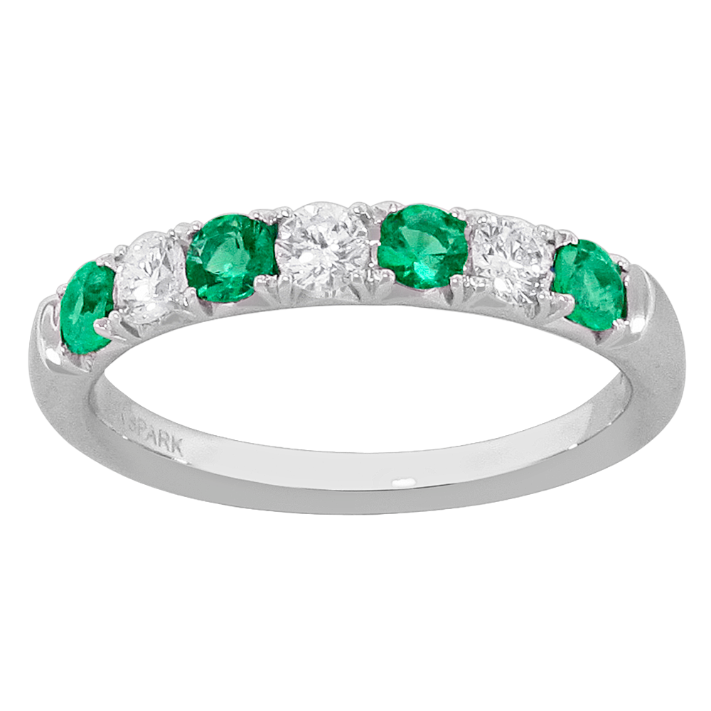 18k white gold diamond and emerald ring