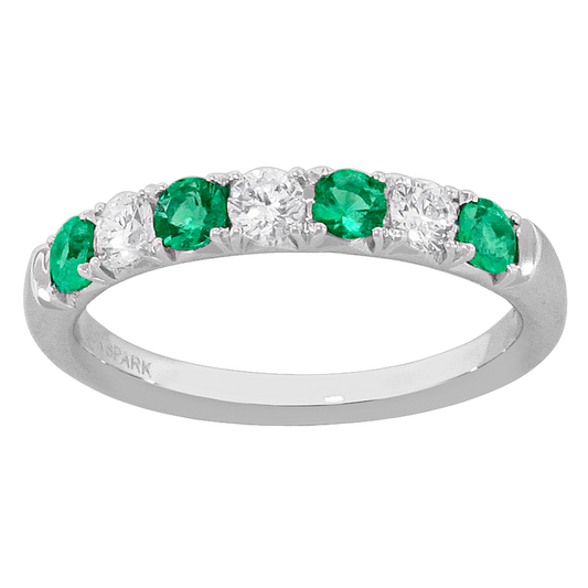 18k white gold diamond and emerald ring