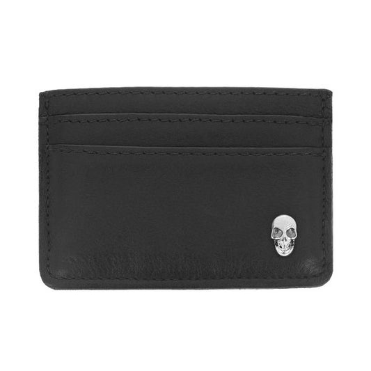 SILVER SKULL OPEN CARD HOLDER FOLD