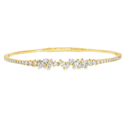 14K Yellow Gold Diamond Flex Bracelet Containing Round And Marquise Diamonds 49D= 1.20Ct