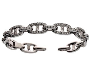 18k white gold diamond link open cuff bracelet 2.44ct