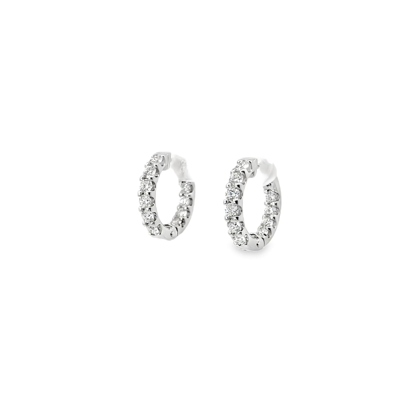 14K White Gold Small Inside Out Diamond Huggies 1.10Ct(20)