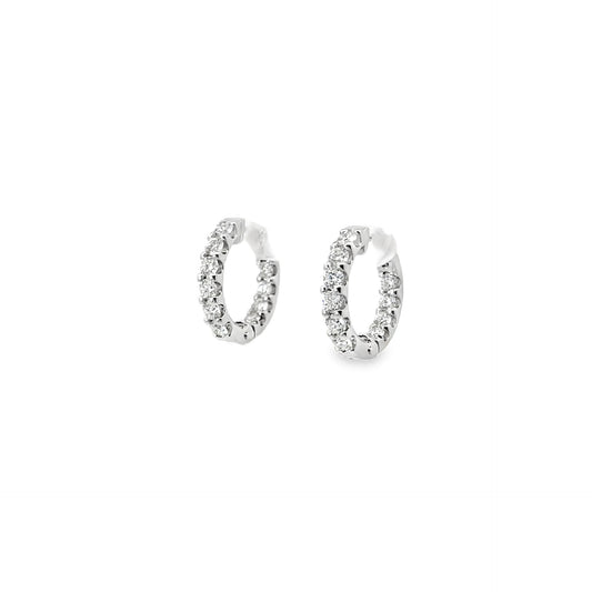 14K White Gold Small Inside Out Diamond Huggies 1.10Ct(20)