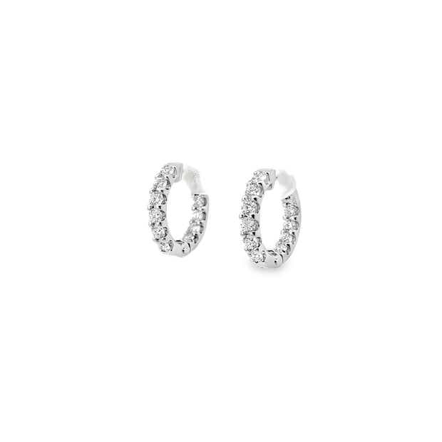 14K White Gold Small Inside Out Diamond Huggies 1.10Ct(20)