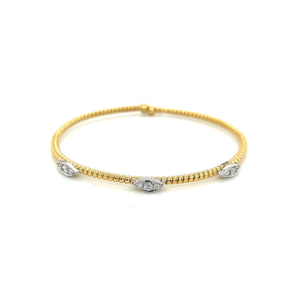 18k yellow gold three pave diamond cluster cuff 0.25ct