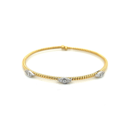 18k yellow gold three pave diamond cluster cuff 0.25ct