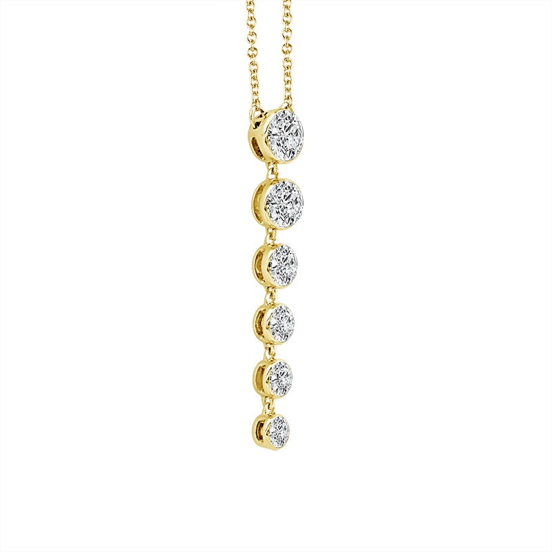 14K  Yellow Gold Lab Grown Diamond 6 Drop Sky Set Pendant 1.20ctw