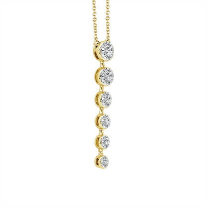 14K  Yellow Gold Lab Grown Diamond 6 Drop Sky Set Pendant 1.20ctw