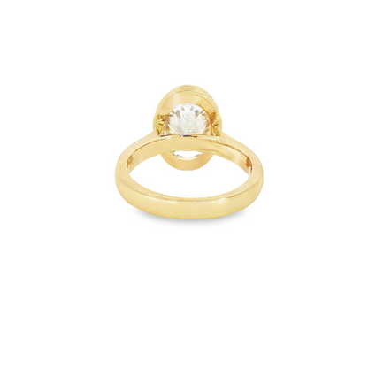 Custom Engagement Ring 3.05Ct Oval Bezel Set 14K Yellow Gold 3Mm Band