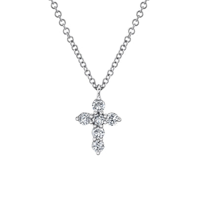 14k white gold diamond cross necklace 0.25ct