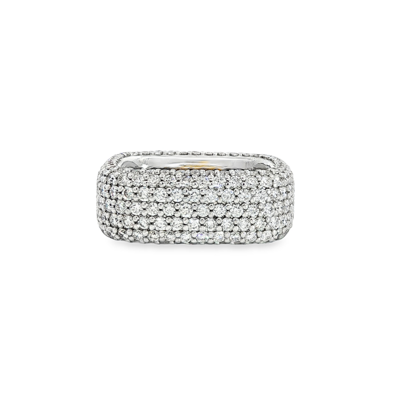 18K White Gold Diamond Square Fashion Ring 4.90Ctw