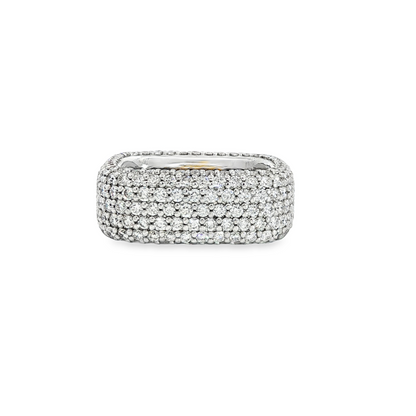 18K White Gold Diamond Square Fashion Ring 4.90Ctw