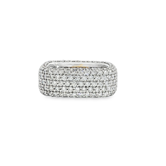 18K White Gold Diamond Square Fashion Ring 4.90Ctw