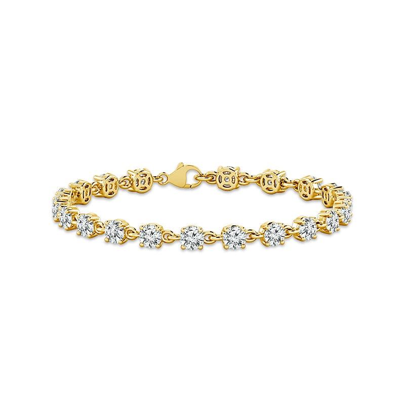 14K  Yellow Gold Lab Grown Diamond Basket Set Diamond Line Bracelet 5.25Ctw