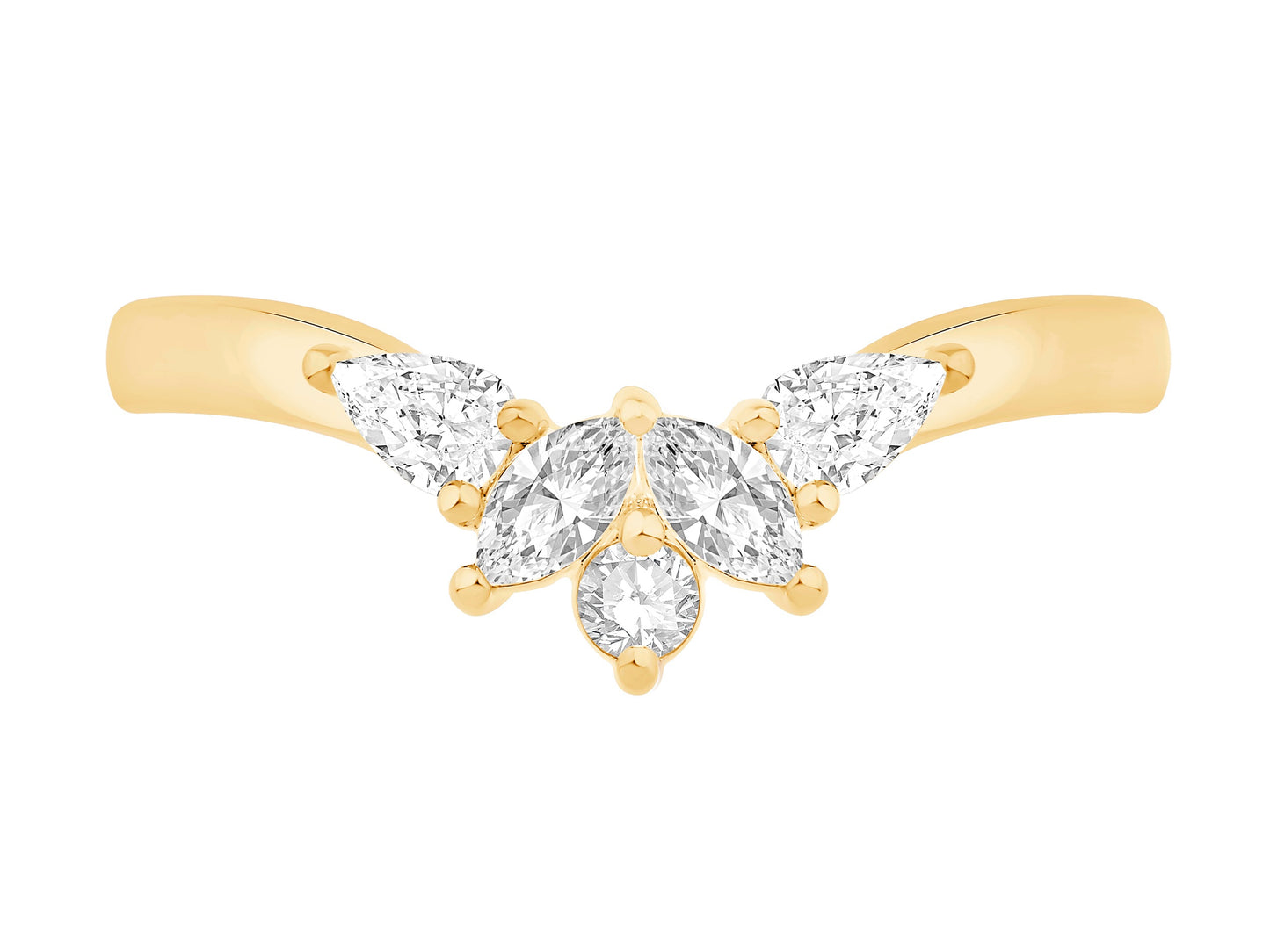 14K Yellow Gold Lab Diamond Mixed Facny Shape Contour Wedding Band Containing 0.37Ctw