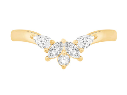 14K Yellow Gold Lab Diamond Mixed Facny Shape Contour Wedding Band Containing 0.37Ctw