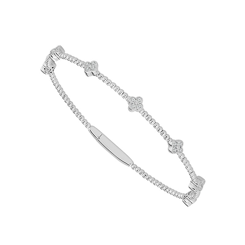 14K White Gold Diamond7 Station Flex Bracelet 0.37Ctw 6.75"