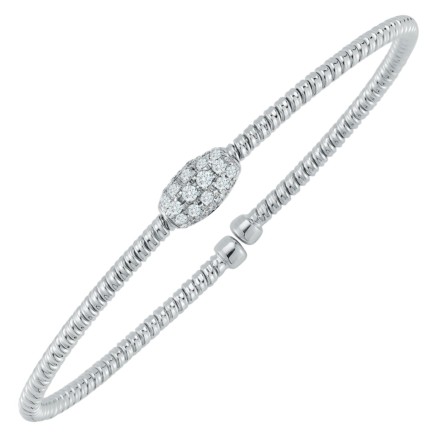 18K White Gold Single Station 0.25Ct Flex Bangle Bracelet