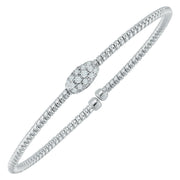 18K White Gold Single Station 0.25Ct Flex Bangle Bracelet