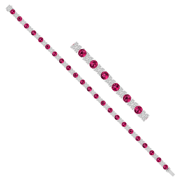 18k white gold diamond and ruby tennis bracelet