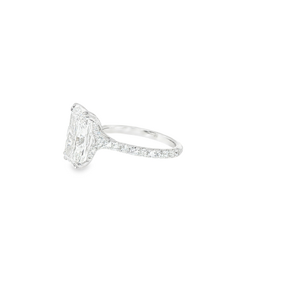 18K White Gold Lab Radiant Cut Diamond Engagment Ring With Contour Gallery Rail And Double Claw Prongs 5.12CT