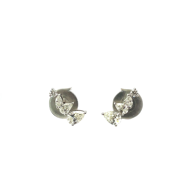 18K White Gold Various Shapes Ear Climbers 0.74Ct