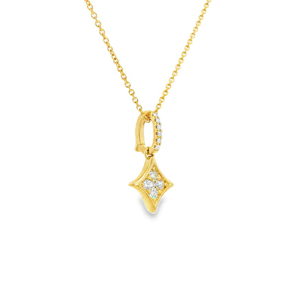 14K Yellow Gold Diamond Shape Pendant With Enhancer Diamond Bale 0.26Ctw